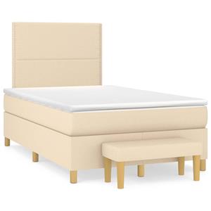 VidaXL Boxspring met matras stof crèmekleurig 120x190 cm