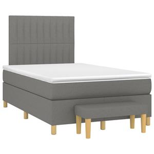 VidaXL Boxspring met matras stof donkergrijs 120x190 cm