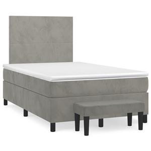 VidaXL Boxspring met matras fluweel lichtgrijs 120x190 cm