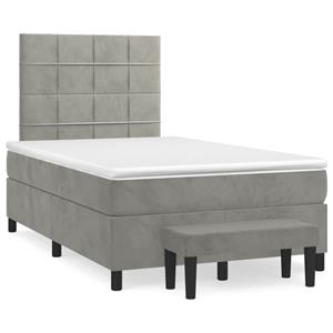 VidaXL Boxspring met matras fluweel lichtgrijs 120x190 cm