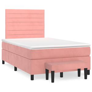 VidaXL Boxspring met matras fluweel roze 120x190 cm