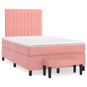 VidaXL Boxspring met matras fluweel roze 120x190 cm