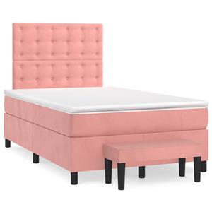 VidaXL Boxspring met matras fluweel roze 120x190 cm