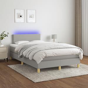 VidaXL Boxspring met matras en LED stof lichtgrijs 120x200 cm