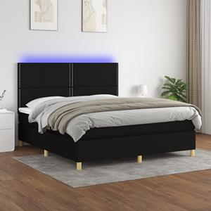 VidaXL Boxspring met matras en LED stof zwart 180x200 cm