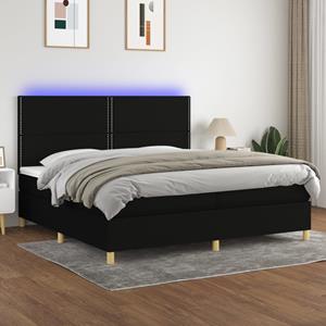 VidaXL Boxspring met matras en LED stof zwart 200x200 cm