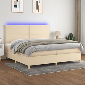 VidaXL Boxspring met matras en LED stof crèmekleurig 200x200 cm