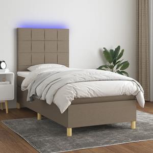 VidaXL Boxspring met matras en LED stof taupe 100x200 cm