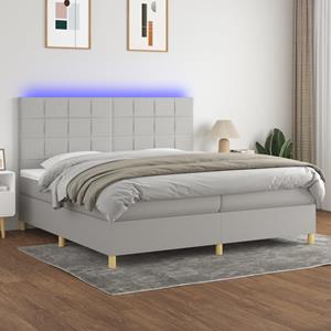 VidaXL Boxspring met matras en LED stof lichtgrijs 200x200 cm