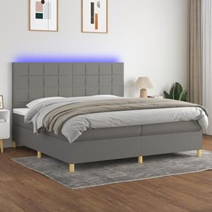 VidaXL Boxspring met matras en LED stof donkergrijs 200x200 cm