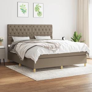 VidaXL Boxspring met matras stof taupe 160x200 cm