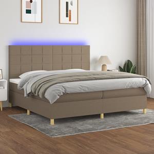 VidaXL Boxspring met matras en LED stof taupe 200x200 cm