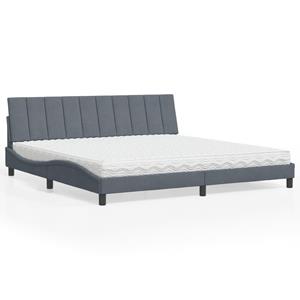 VidaXL Bed met matras fluweel donkergrijs 200x200 cm