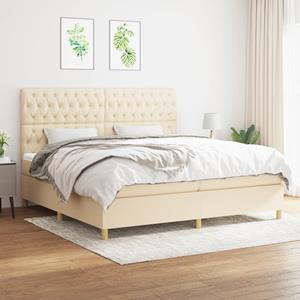 VidaXL Boxspring met matras stof crèmekleurig 200x200 cm