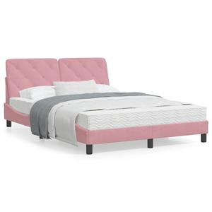 VidaXL Bed met matras fluweel roze 120x200 cm