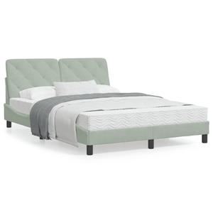 VidaXL Bed met matras fluweel lichtgrijs 140x190 cm