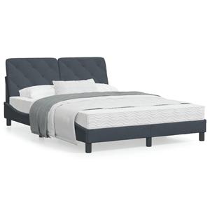 VidaXL Bed met matras fluweel donkergrijs 140x190 cm