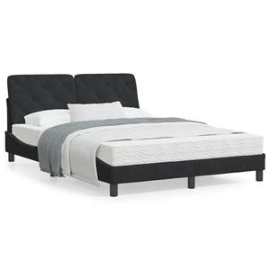VidaXL Bed met matras fluweel zwart 140x190 cm