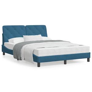VidaXL Bed met matras fluweel blauw 140x190 cm