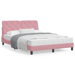 VidaXL Bed met matras fluweel roze 140x190 cm
