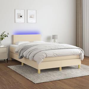 VidaXL Boxspring met matras en LED stof crèmekleurig 120x200 cm