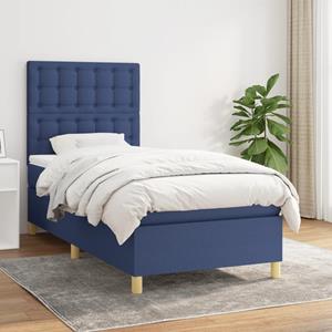 VidaXL Boxspring met matras stof blauw 80x200 cm