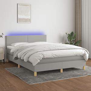 VidaXL Boxspring met matras en LED stof lichtgrijs 140x200 cm