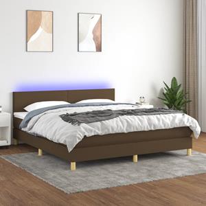 VidaXL Boxspring met matras en LED stof donkerbruin 160x200 cm