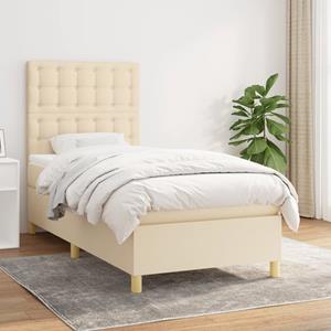 VidaXL Boxspring met matras stof crèmekleurig 90x190 cm