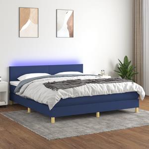 VidaXL Boxspring met matras en LED stof blauw 160x200 cm