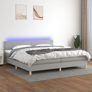 VidaXL Boxspring met matras en LED stof lichtgrijs 200x200 cm