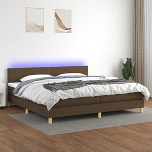 VidaXL Boxspring met matras en LED stof donkerbruin 200x200 cm