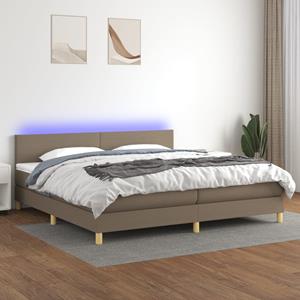 VidaXL Boxspring met matras en LED stof taupe 200x200 cm