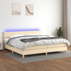 VidaXL Boxspring met matras en LED stof crèmekleurig 200x200 cm