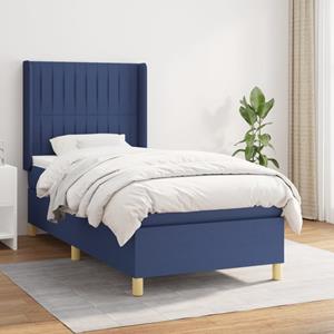 VidaXL Boxspring met matras stof blauw 90x190 cm