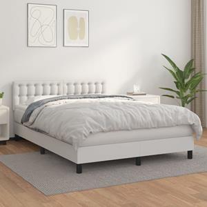 VidaXL Boxspring met matras kunstleer wit 140x190 cm