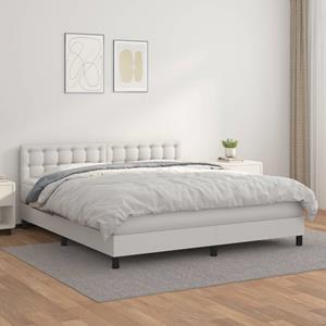 VidaXL Boxspring met matras kunstleer wit 160x200 cm