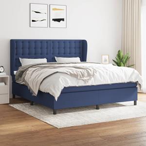 VidaXL Boxspring met matras stof blauw 180x200 cm