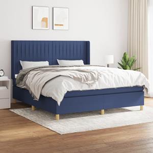 VidaXL Boxspring met matras stof blauw 180x200 cm