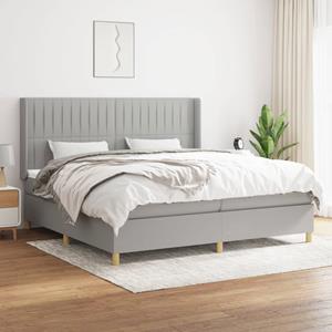 VidaXL Boxspring met matras stof lichtgrijs 200x200 cm