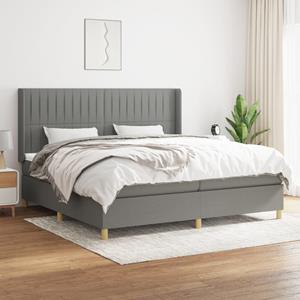 VidaXL Boxspring met matras stof donkergrijs 200x200 cm