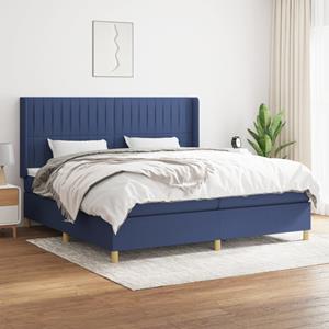 VidaXL Boxspring met matras stof blauw 200x200 cm