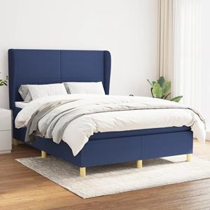 VidaXL Boxspring met matras stof blauw 140x190 cm