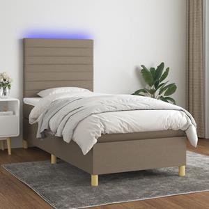 VidaXL Boxspring met matras en LED stof taupe 90x190 cm