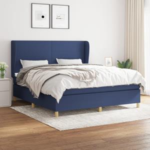 VidaXL Boxspring met matras stof blauw 160x200 cm