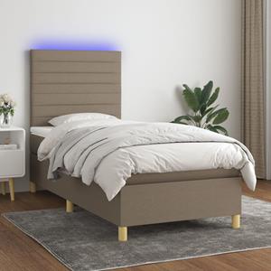 VidaXL Boxspring met matras en LED stof taupe 100x200 cm