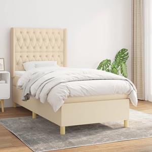 VidaXL Boxspring met matras stof crèmekleurig 90x190 cm