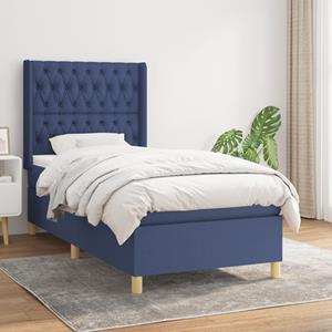 VidaXL Boxspring met matras stof blauw 90x190 cm