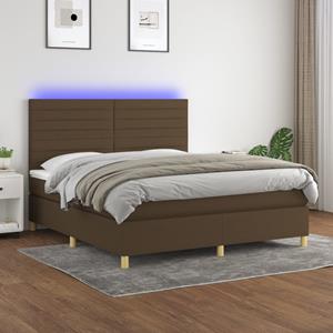 VidaXL Boxspring met matras en LED stof donkerbruin 160x200 cm