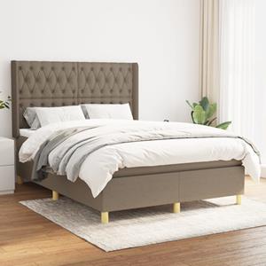 VidaXL Boxspring met matras stof taupe 140x190 cm